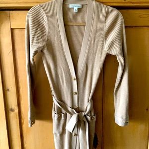 Ribbed came knit belted cardigan Sz Med